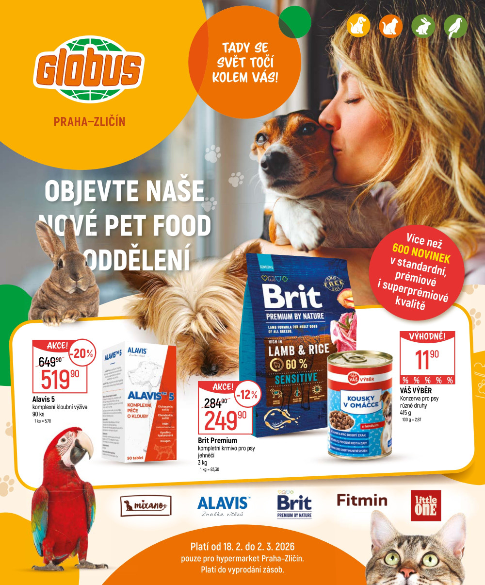 Leták Globus leták Praha - Zličín - Pet Food oddělení - strana 1