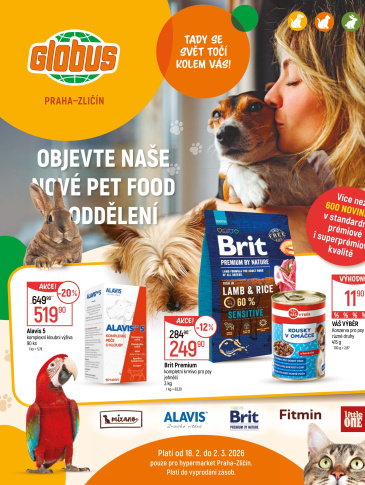 Globus leták Praha - Zličín - Pet Food oddělení