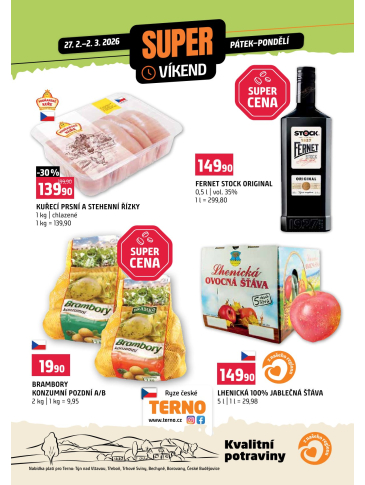 Terno leták - Víkendovka Týn nad Vltavou, Třeboň, Trhové Sviny, Bechyně, Borovany a České Budějovice