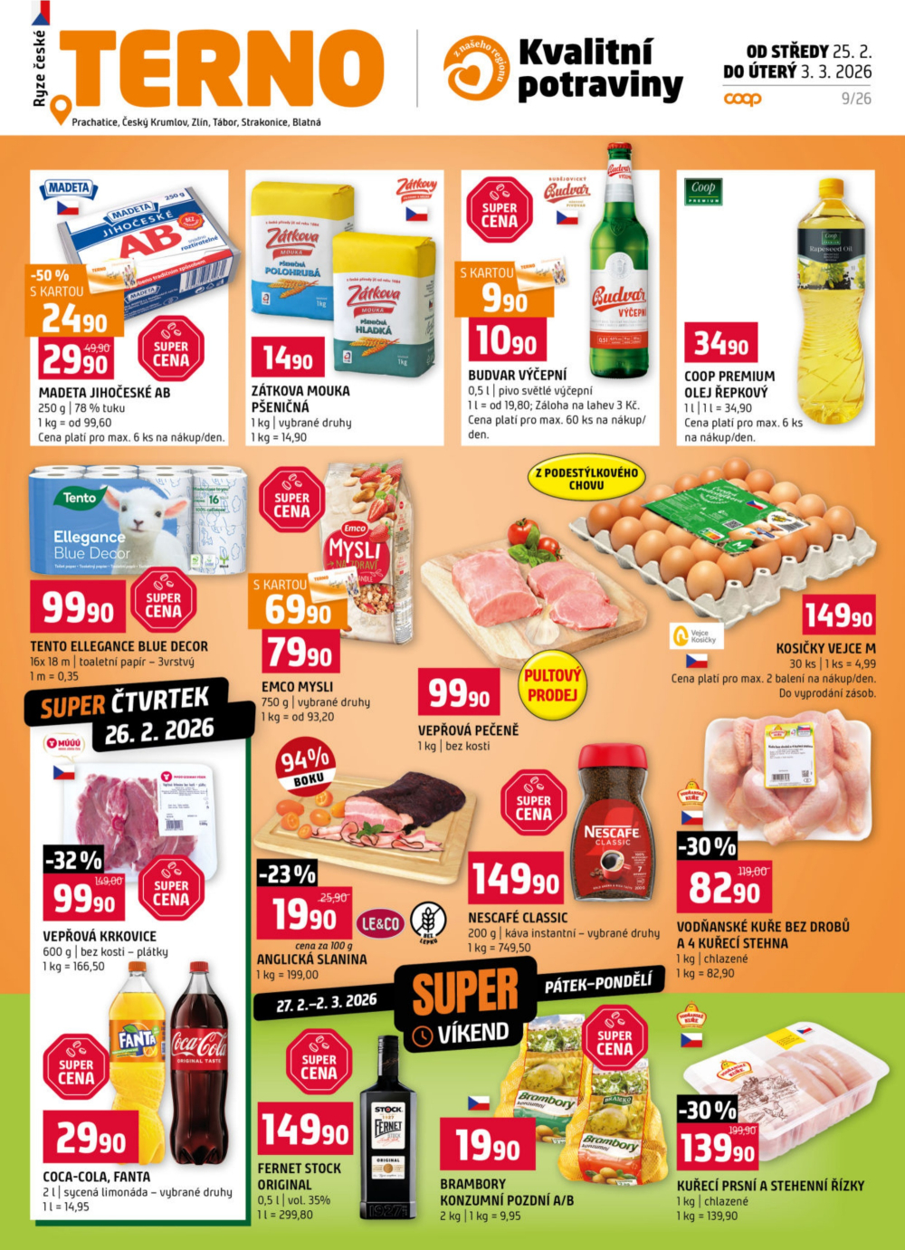 Leták Terno leták - Prachatice, Český Krumlov, Zlín, Tábor, Strakonice a Blatná - strana 1