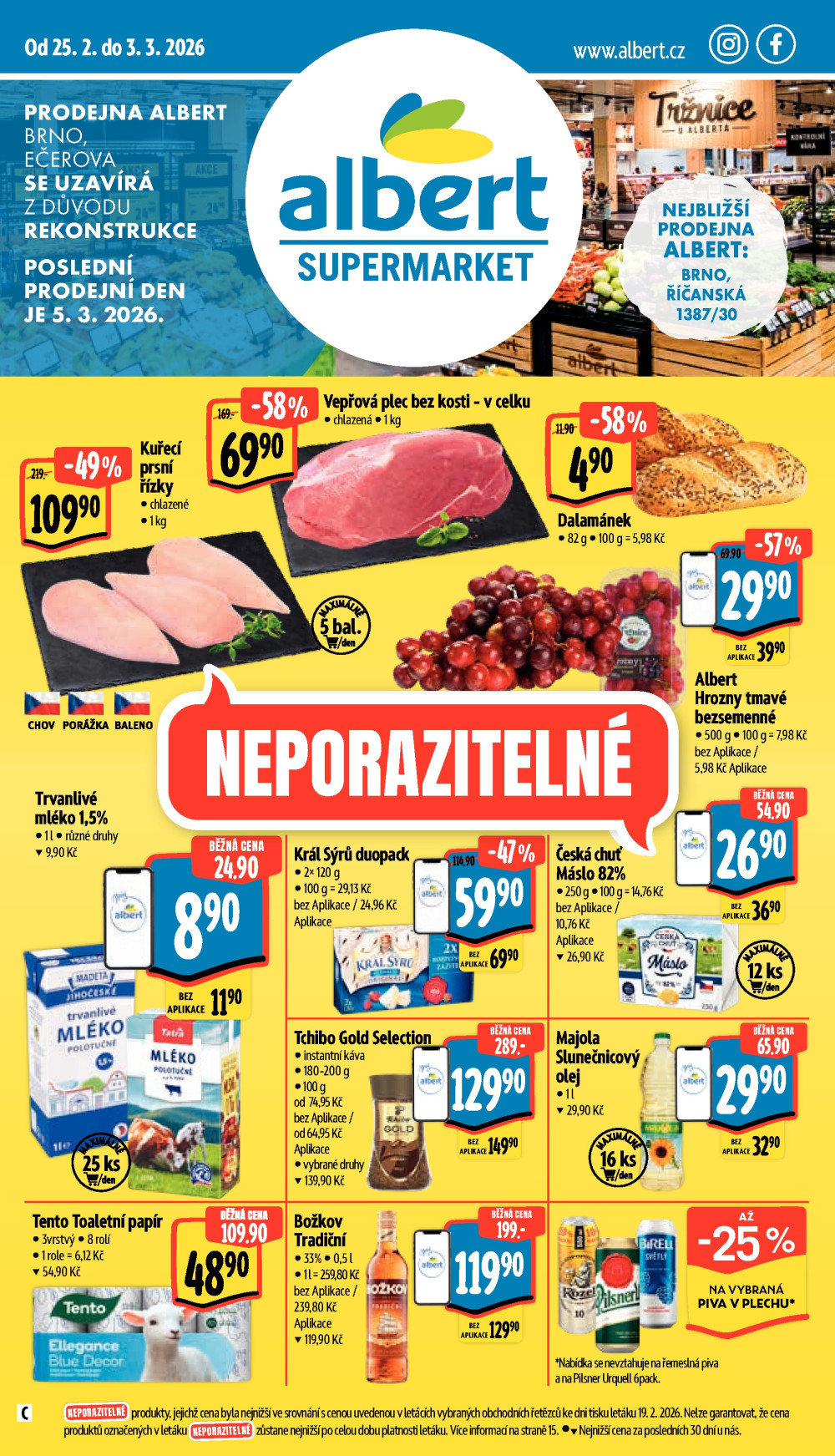 Leták Albert Supermarket leták - Brno, Ečerova - strana 1