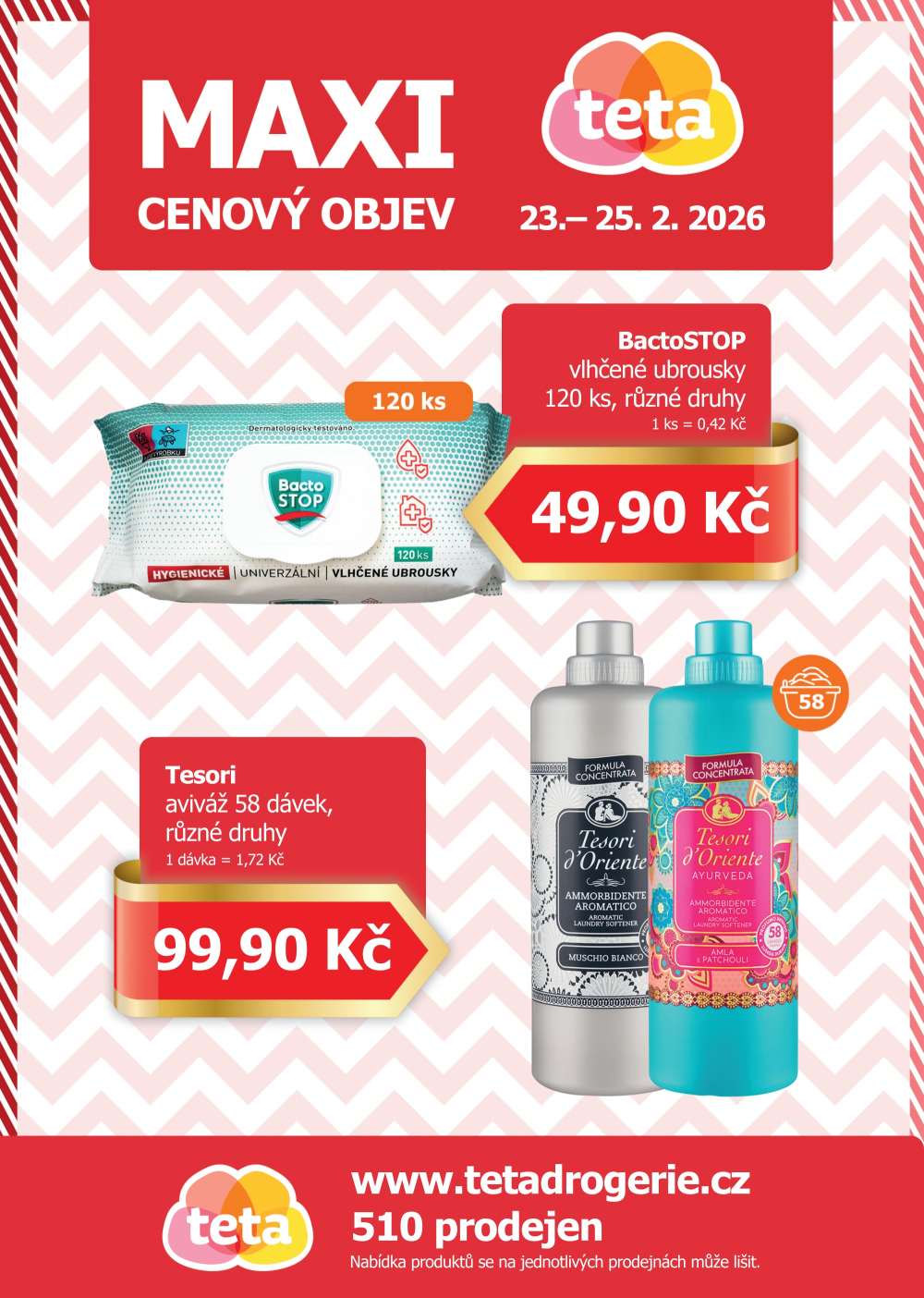 Leták Teta drogerie - Maxi cenový objev - strana 1