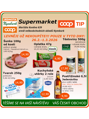 COOP Jednota Nymburk Supermarket leták