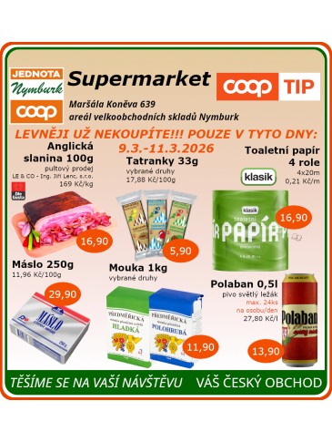 COOP Jednota Nymburk Supermarket leták