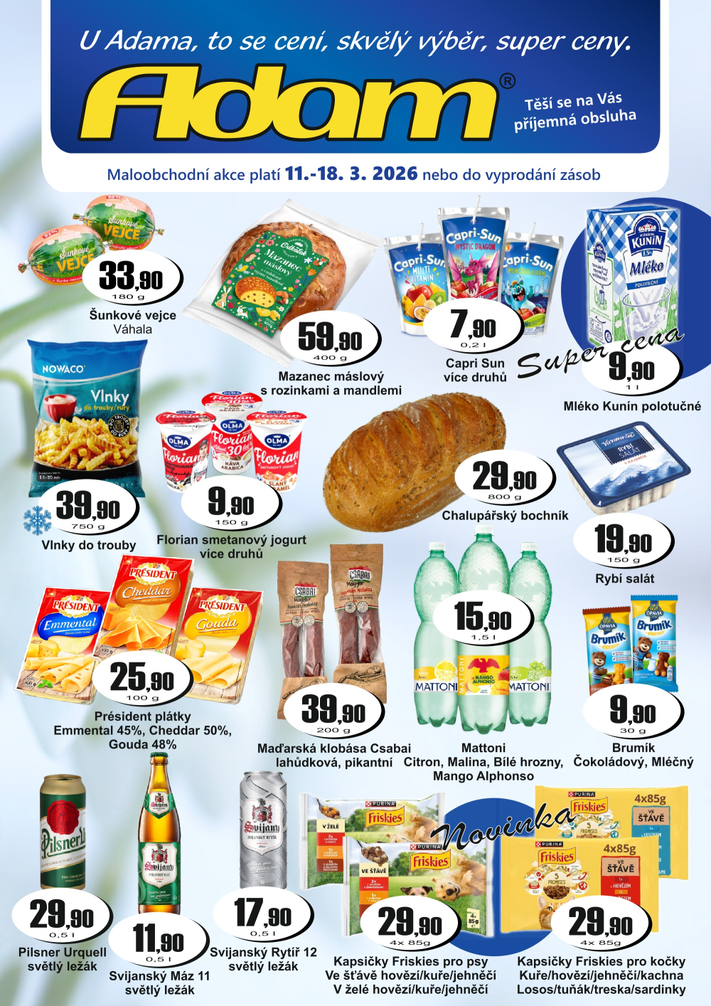 Leták ADAM POTRAVINY leták - strana 1