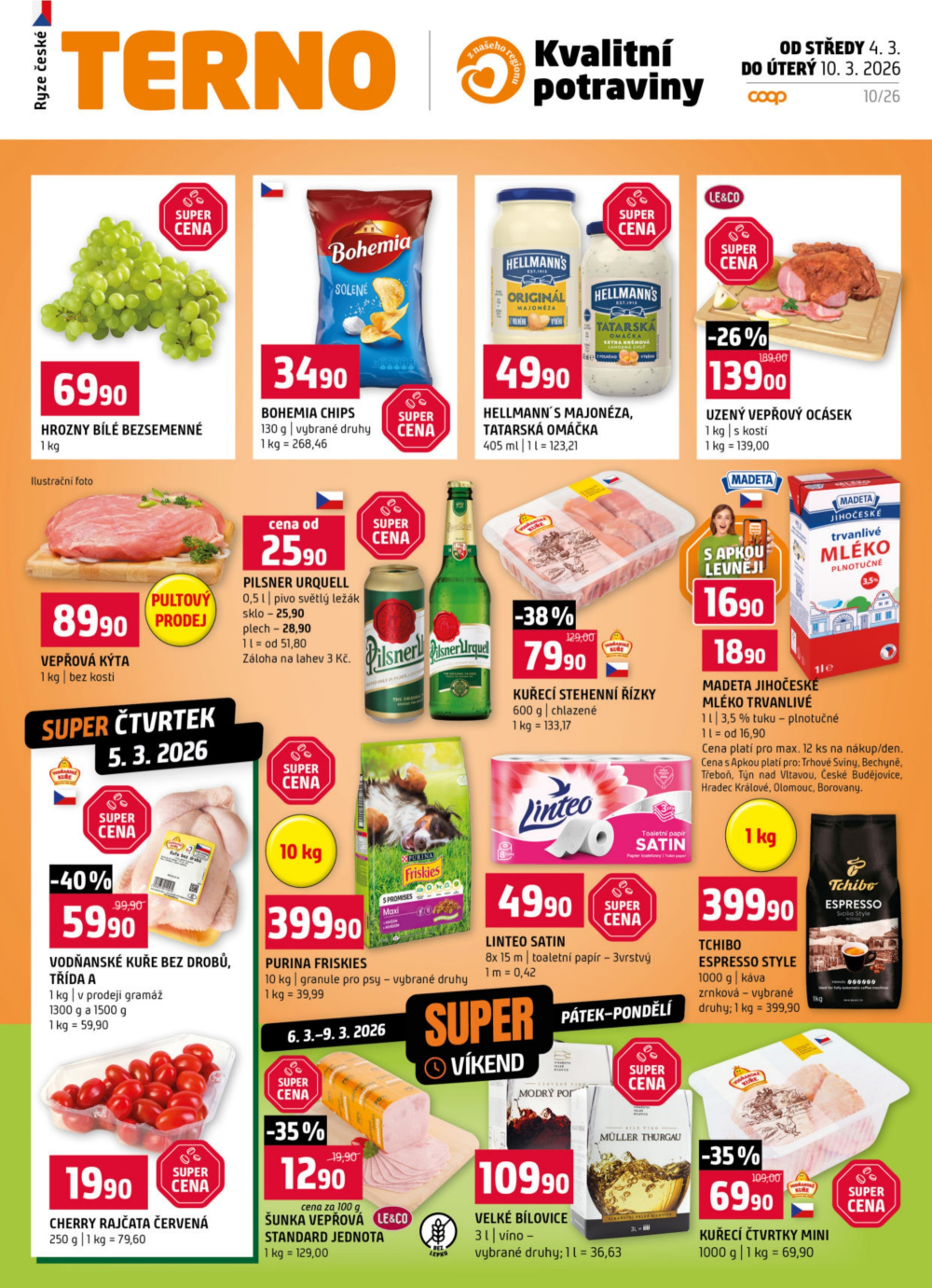 Leták Terno leták - Zlín, Český Krumlov, Prachatice, Strakonice, Blatná, Tábor - strana 1