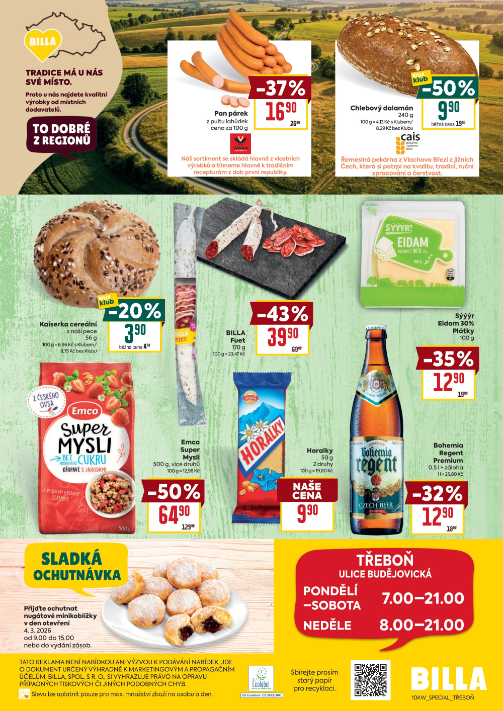 Leták BILLA leták - Třeboň, Budějovická - strana 4