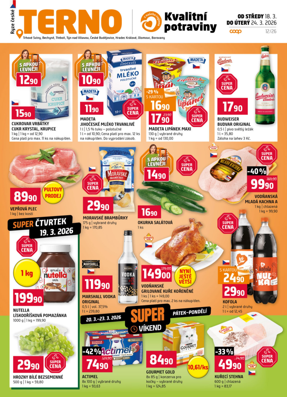 Leták Terno leták - České Budějovice, Hradec Králové, Olomouc, Třeboň, Trhové Sviny, Týn nad Vltavou, Borovany, Bechyně - strana 1