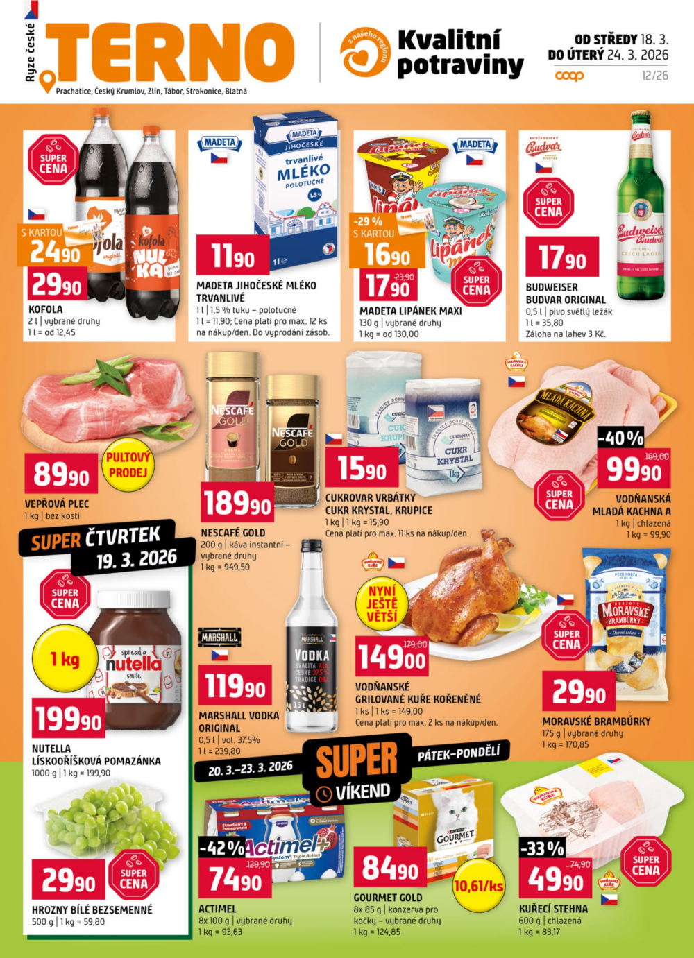 Leták Terno leták - Zlín, Český Krumlov, Prachatice, Strakonice, Blatná, Tábor - strana 1