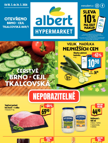 Albert Hypermarket leták - Brno Cejl, Tkalcovská
