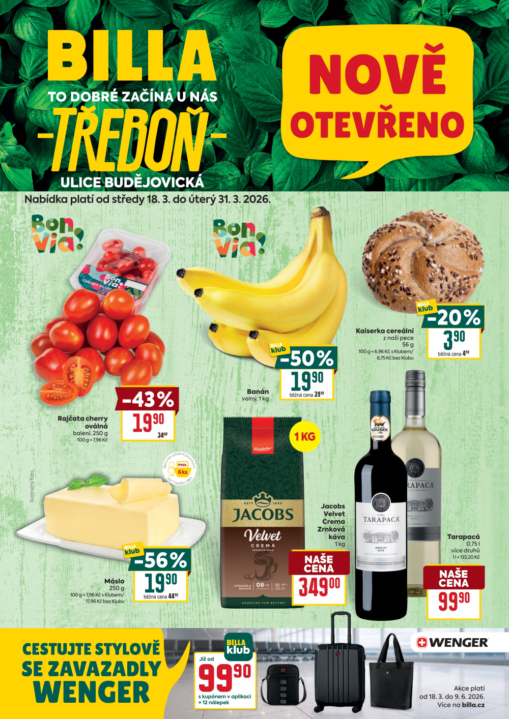 Leták BILLA leták - Třeboň, Budějovická - strana 1