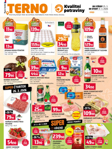Terno leták - Trhové Sviny, Bechyně, Třeboň, Týn nad Vltavou, České Budějovice, Hradec Králové, Olomouc, Borovany