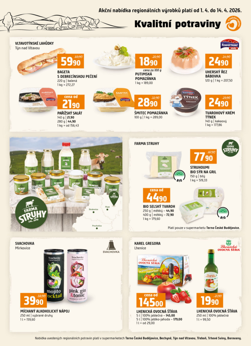 Leták Terno leták - Trhové Sviny, Bechyně, Třeboň, Týn nad Vltavou, České Budějovice, Borovany - strana 16