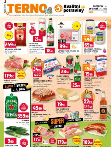 Terno leták - Trhové Sviny, Bechyně, Třeboň, Týn nad Vltavou, České Budějovice, Borovany