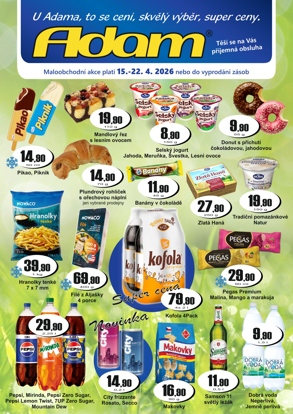 Leták ADAM POTRAVINY leták - strana 1