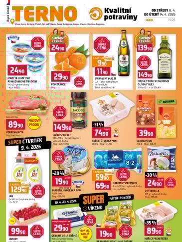 Terno leták - České Budějovice, Trhové Sviny, Bechyně, Borovany, Třeboň, Týn nad Vltavou, Olomouc, Hradec Králové