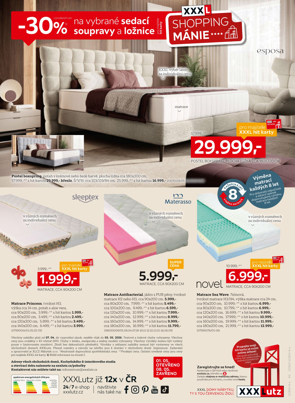 Leták XXXLutz leták - Sleva 30 % na vybrané sedací soupravy a ložnice - strana 4