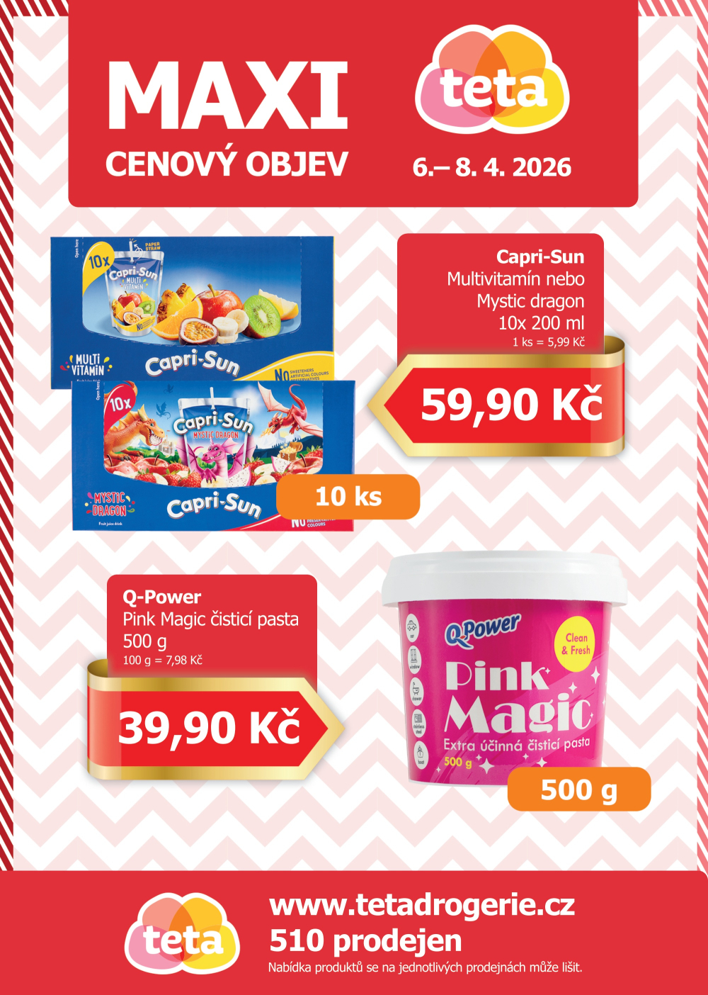 Leták Teta drogerie - Maxi cenový objev - strana 1