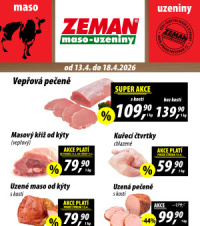 Akční leták ZEMAN maso - uzeniny 