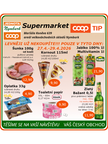 COOP Jednota Nymburk Supermarket leták