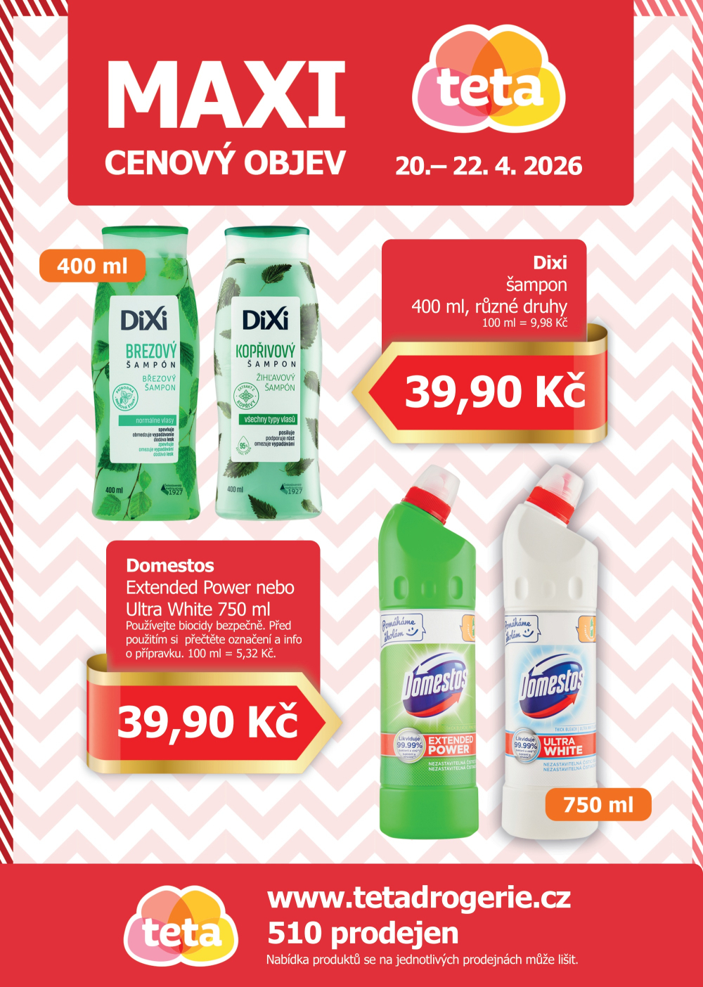 Leták Teta drogerie - Maxi cenový objev - strana 1