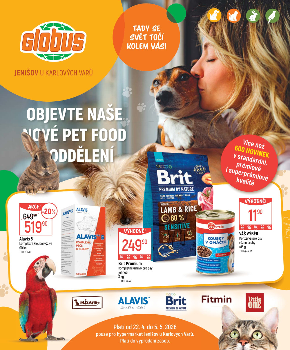 Leták Globus leták Jenišov (Karlovy Vary) - Pet food oddělení - strana 1