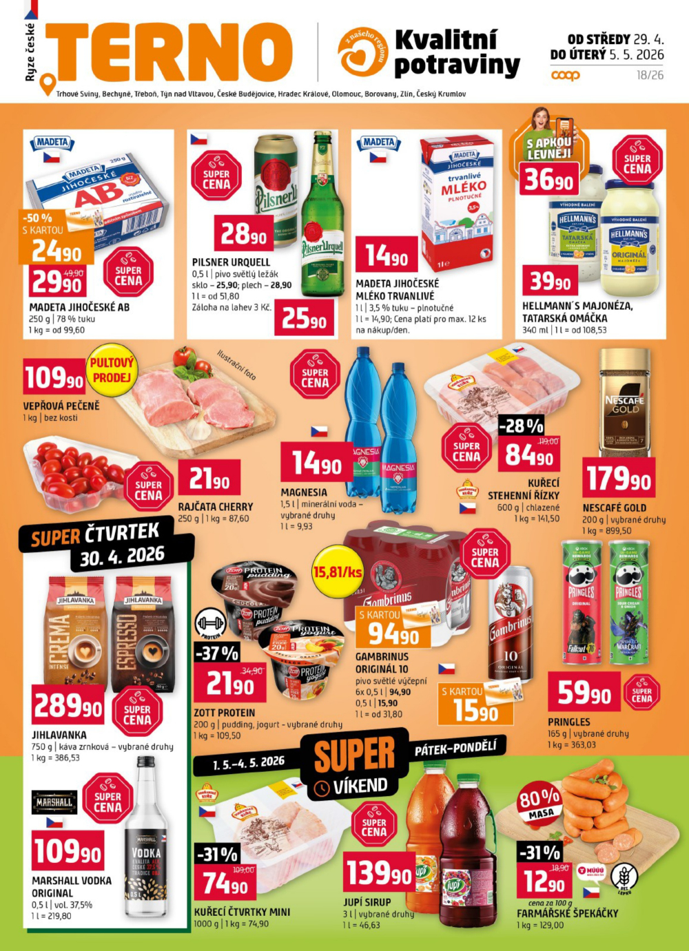 Leták Terno leták - Trhové Sviny, Bechyně, Třeboň, Týn nad Vltavou, České Budějovice, Hradec Králové, Olomouc, Borovany, Zlín, Český K - strana 1