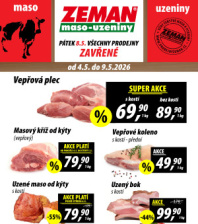 Akční leták ZEMAN maso - uzeniny 