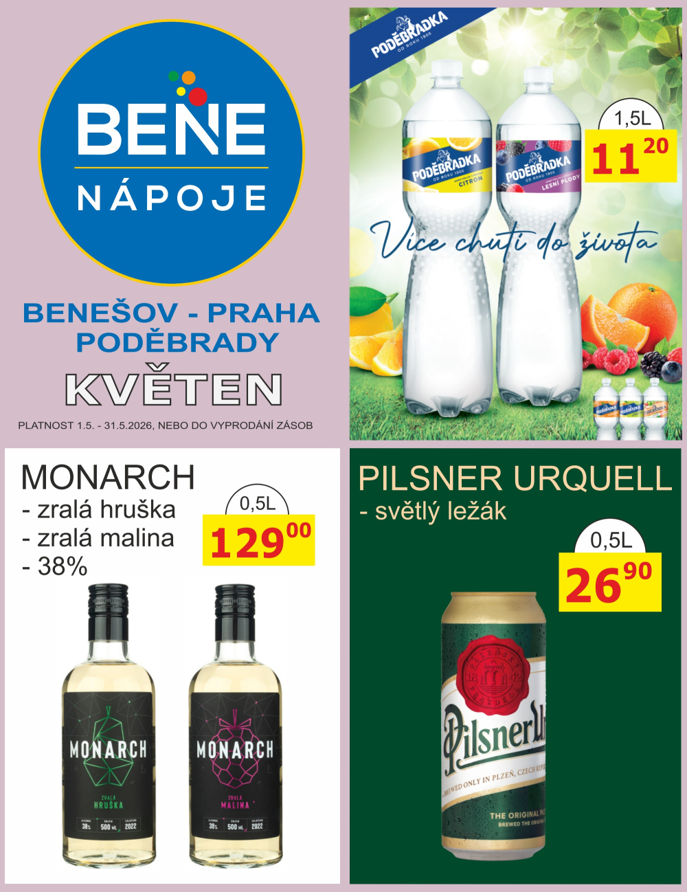 Leták BENE NÁPOJE leták - strana 1