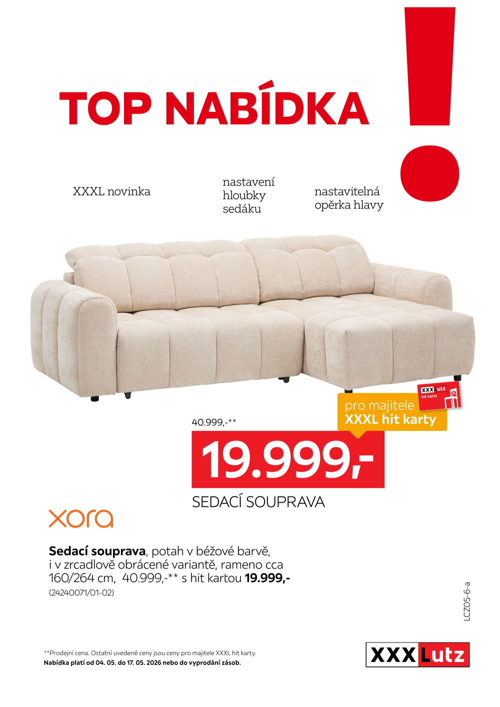 Leták XXXLutz leták - TOP nabídka sedací souprava Xora - strana 1