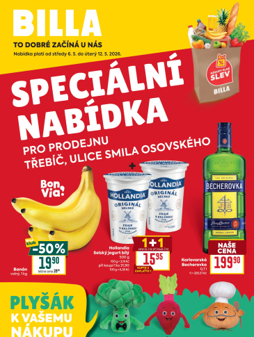BILLA leták - Speciální nabídka pro Třebíč, Smila Osovského