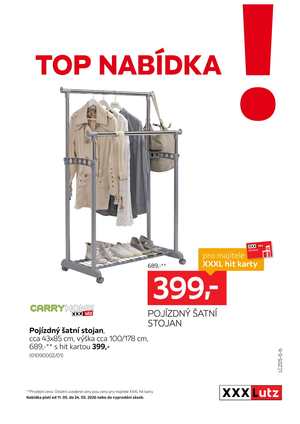 Leták XXXLutz leták - TOP nabídka Pojízdný šatní stojan - strana 1