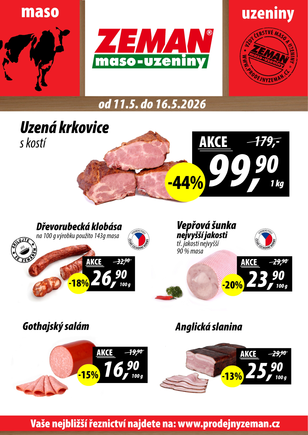 Leták ZEMAN maso - uzeniny leták Sukova - strana 1