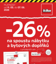 Akční leták Kika Nábytek  - Akce -26 % na spoustu nábytku a bytových doplňků pro majitele Kika hit karty
