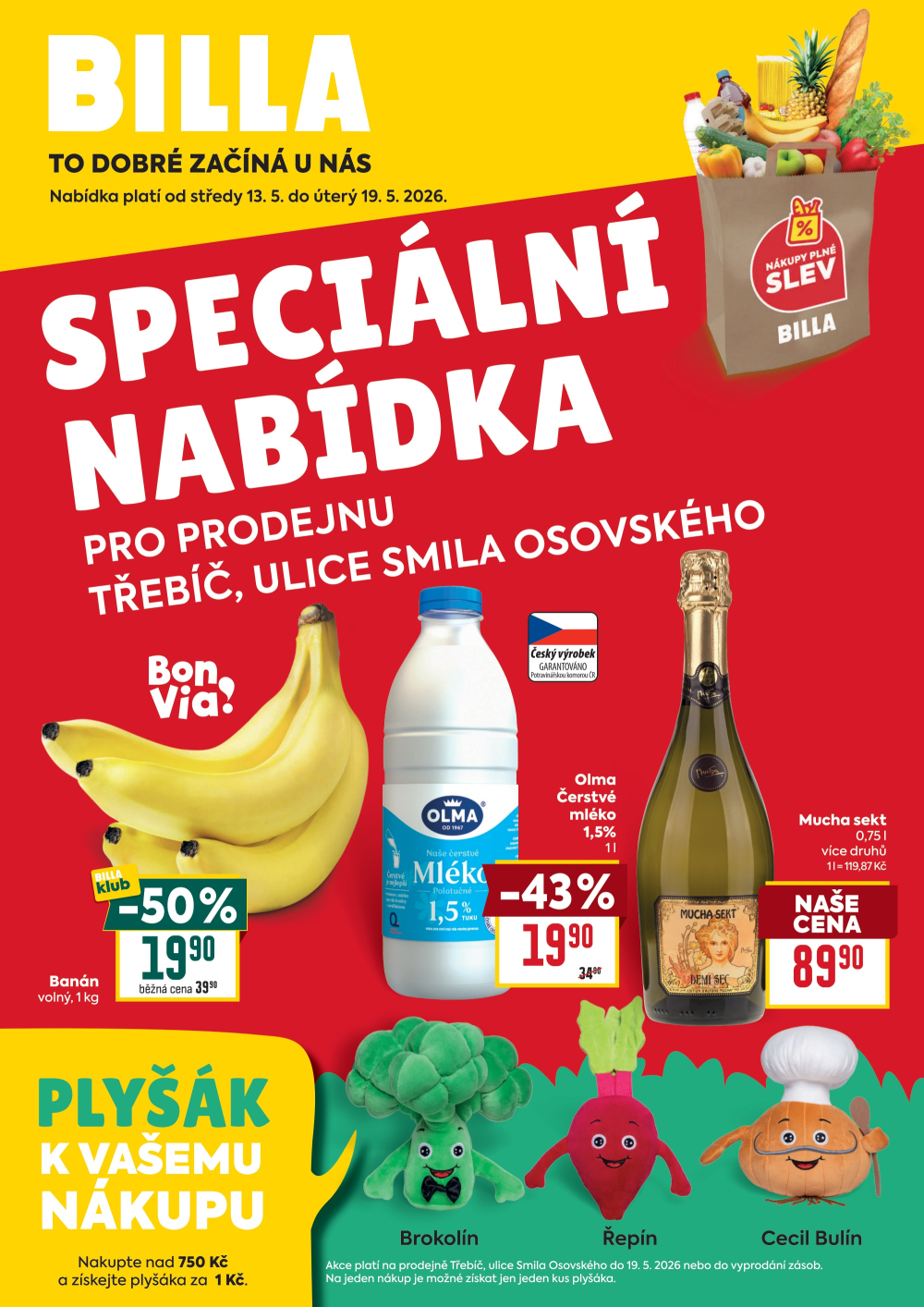 Leták BILLA leták - Speciální nabídka pro Třebíč, Smila Osovského - strana 1