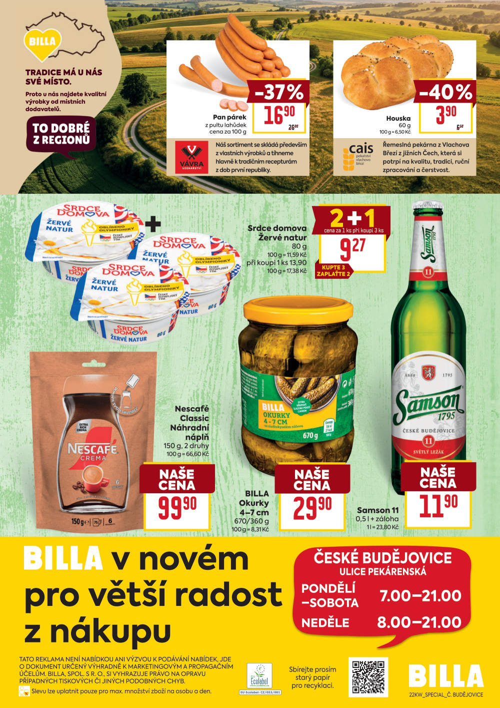 Leták BILLA leták - České Budějovice, Pekárenská - strana 2