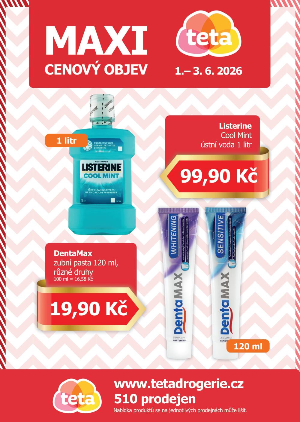 Leták Teta drogerie - Maxi cenový objev - strana 1