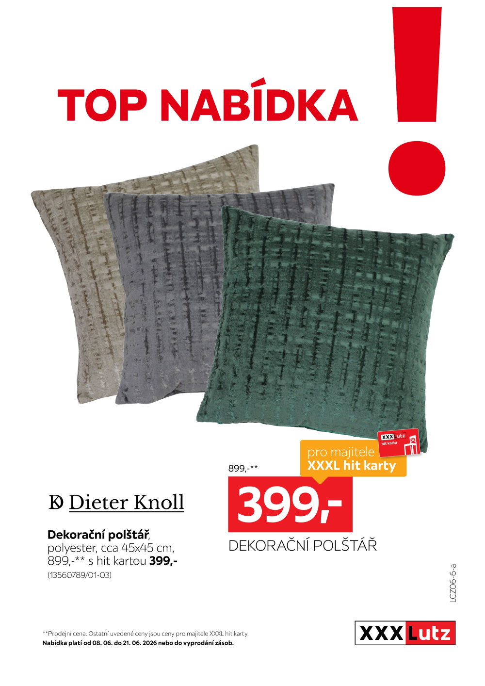 Leták XXXLutz leták - TOP nabídka Dieter Knoll dekorační polštář - strana 1