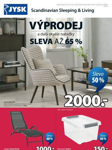 Jysk leták - Výprodej až 65 %