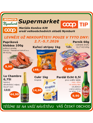 COOP Jednota Nymburk Supermarket leták