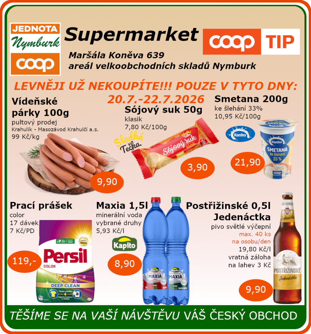 Leták COOP Jednota Nymburk Supermarket leták - strana 1