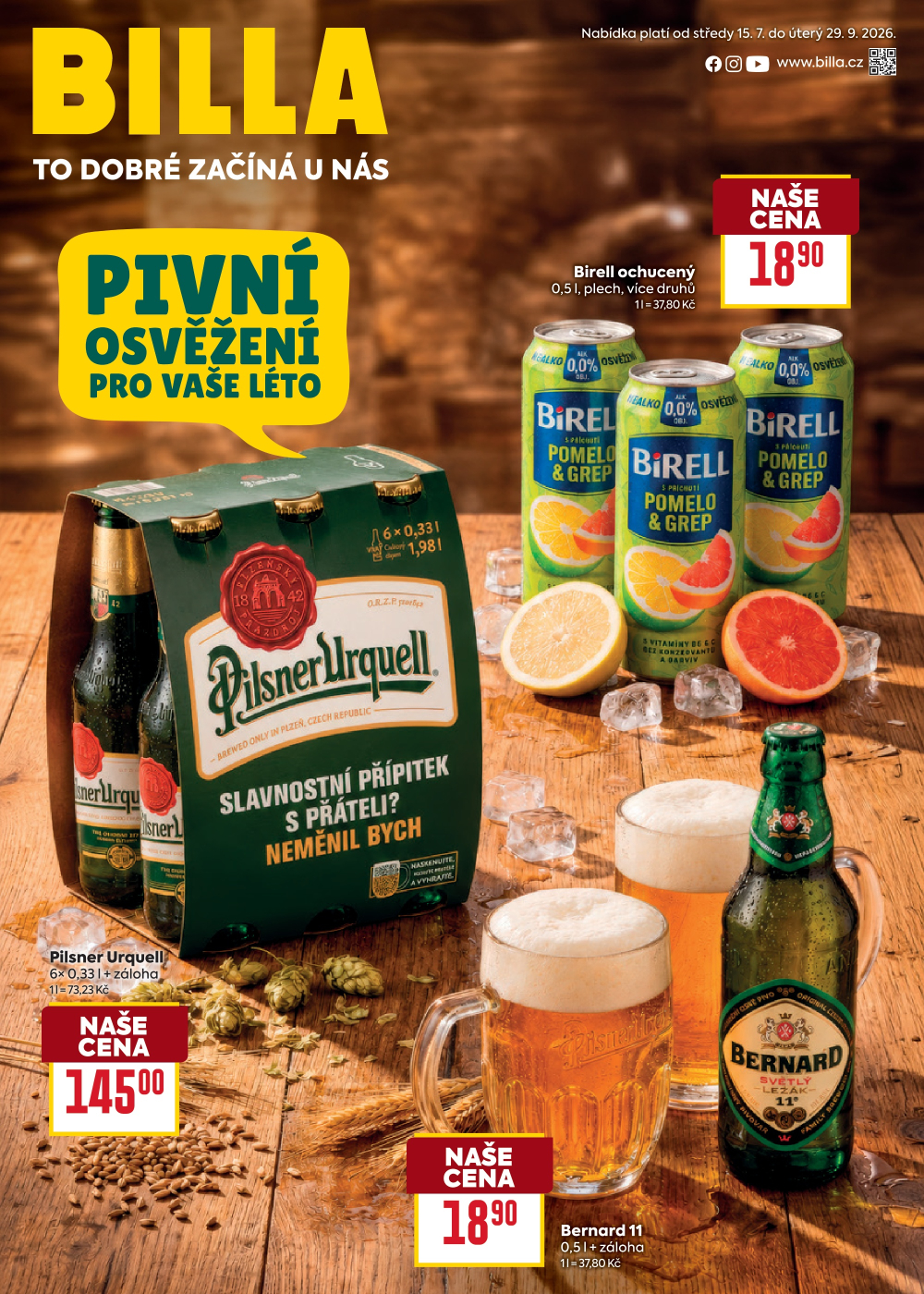 Leták BILLA leták - Pivní osvěžení pro vaše léto - strana 1