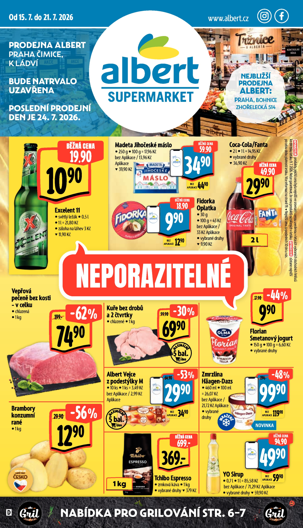 Leták Albert Supermarket leták - Čimice, K Ládví - strana 1