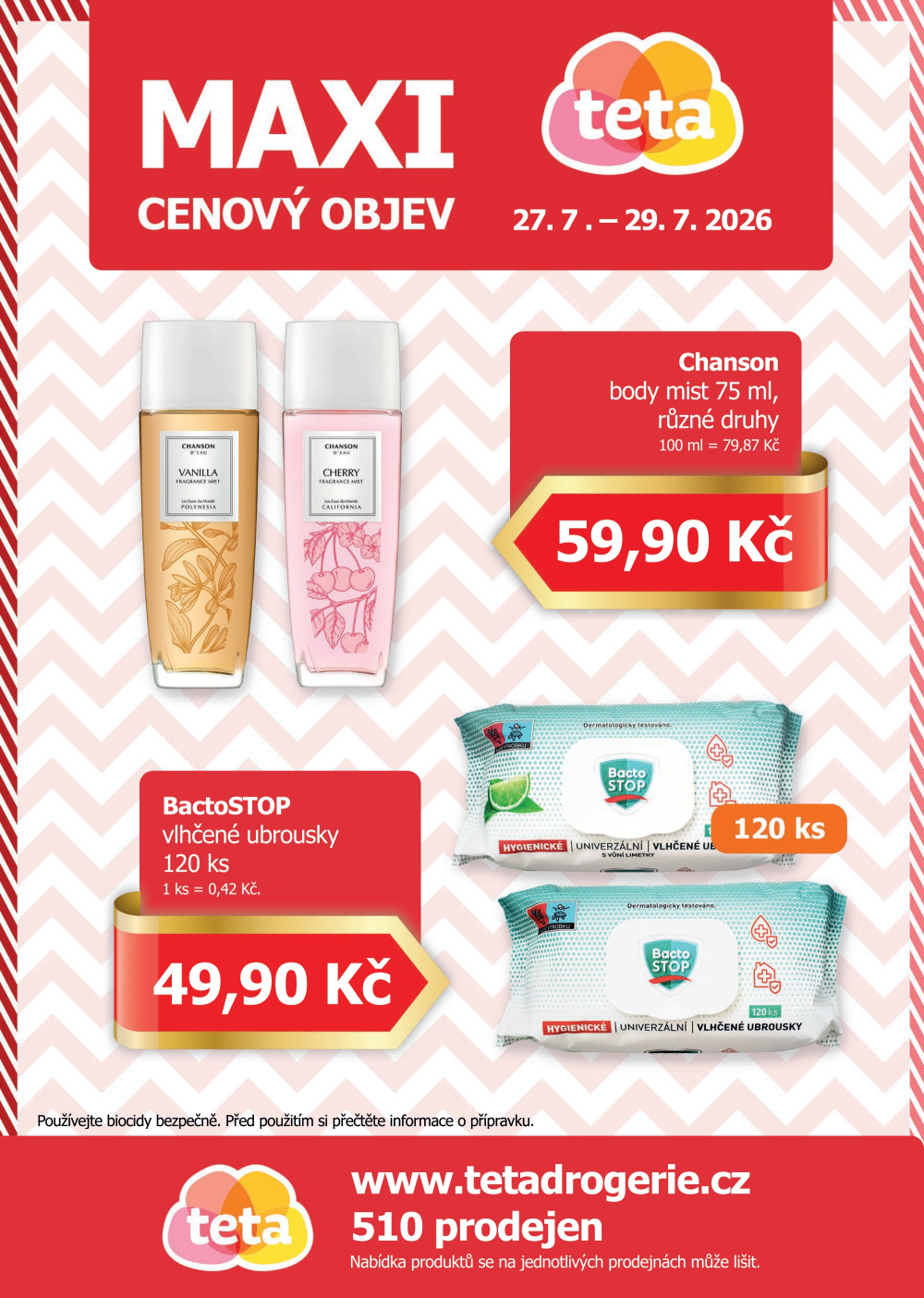 Leták Teta drogerie - Maxi cenový objev - strana 1