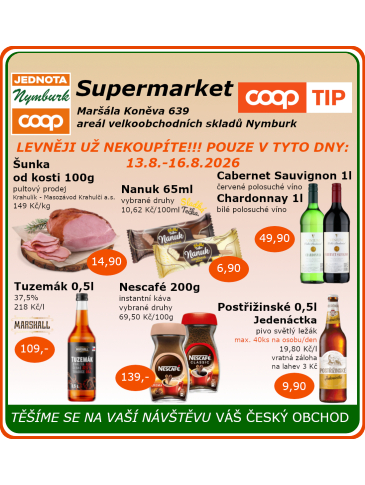 COOP Jednota Nymburk Supermarket leták