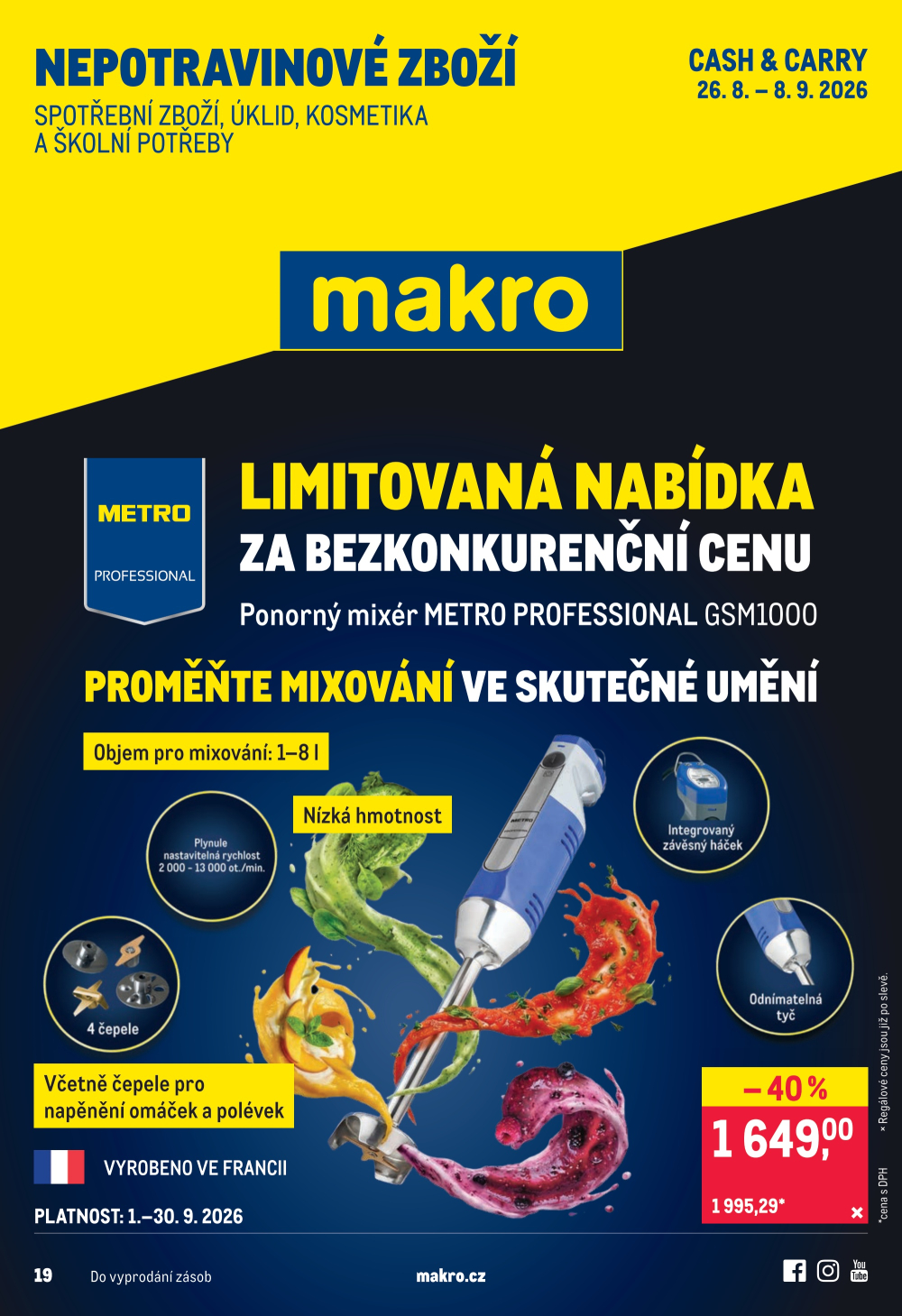Leták Makro leták - Spotřební zboží, úklid, kosmetika a školní potřeby - strana 1
