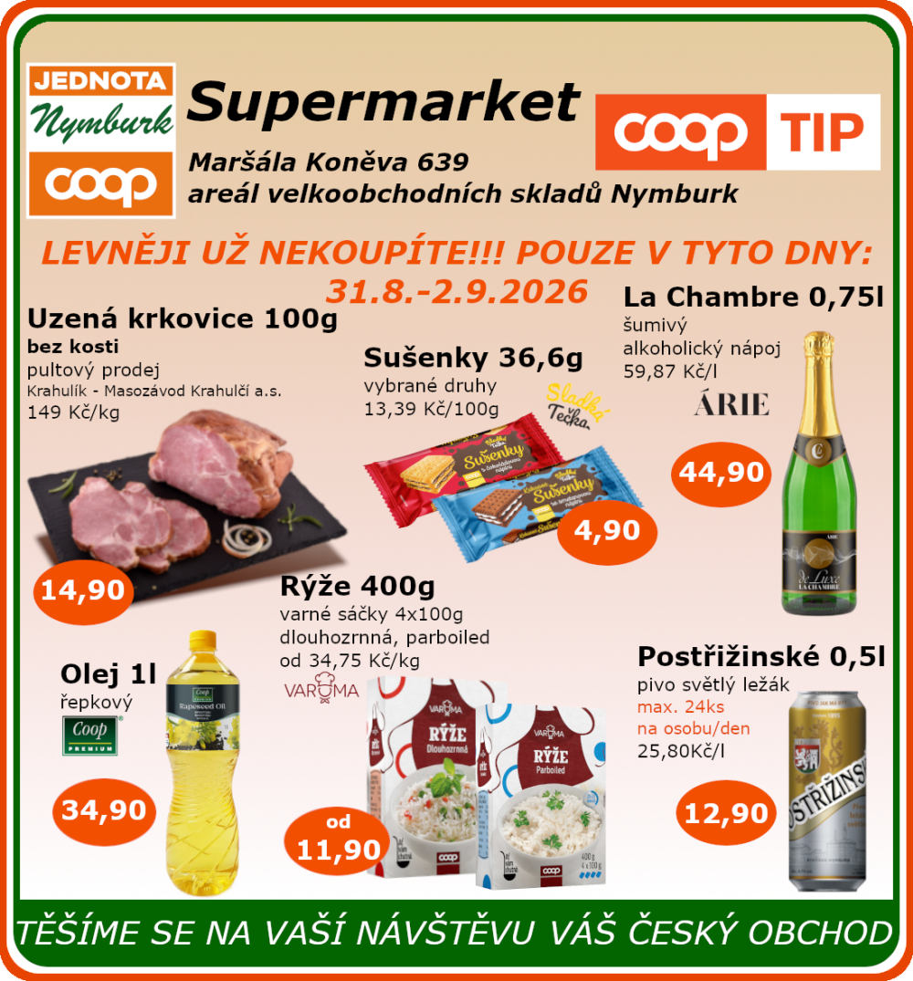 Leták COOP Jednota Nymburk Supermarket leták - strana 1