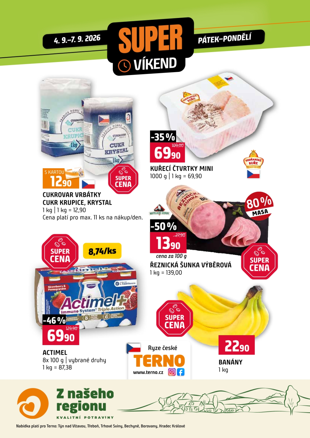 Leták Terno leták - Víkendovka Týn nad Vltavou, Třeboň, Trhové Sviny - strana 1