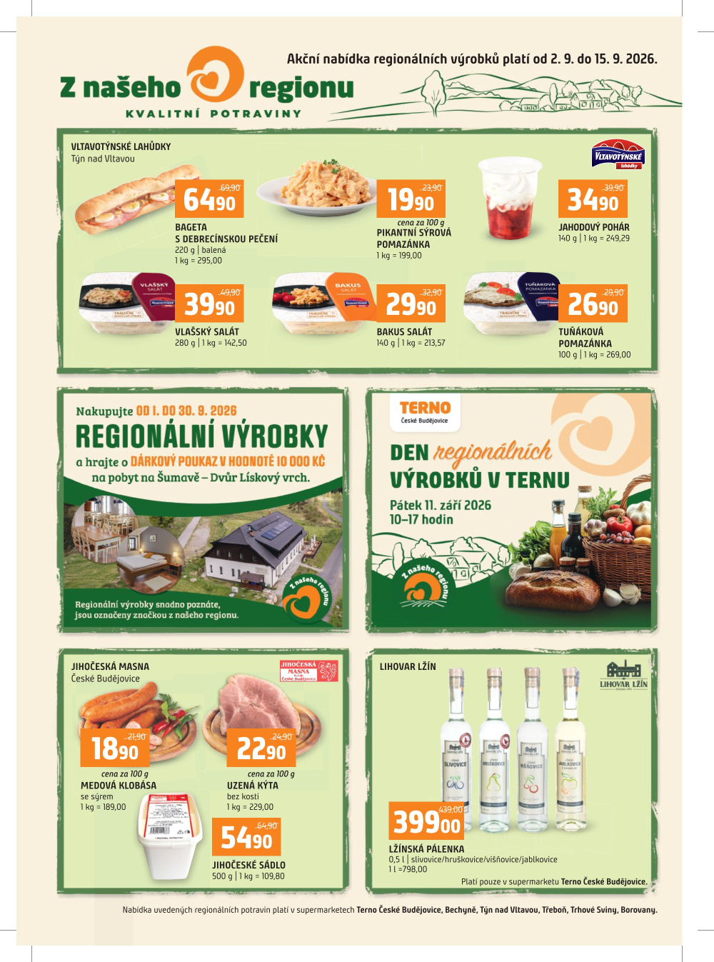 Leták Terno leták - Týn nad Vltavou, Bechyně, Třeboň, Trhové Sviny, Borovany - strana 16
