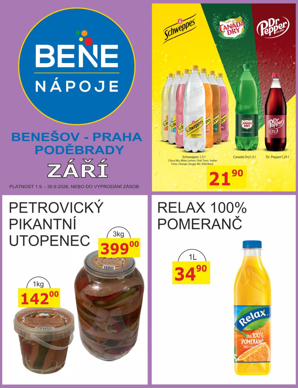 Leták BENE NÁPOJE leták - strana 1